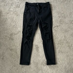 High rise ripped stretch jeans